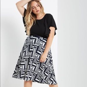 Chevron Textured Midi Skirt